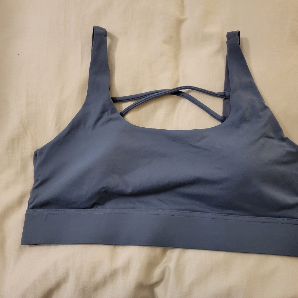 Navy Sports Bra with Crisscross Back